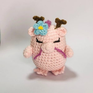 Kawaii dragon crochet toy cute pocket toy magic animal chibie cute desk buddy Pink