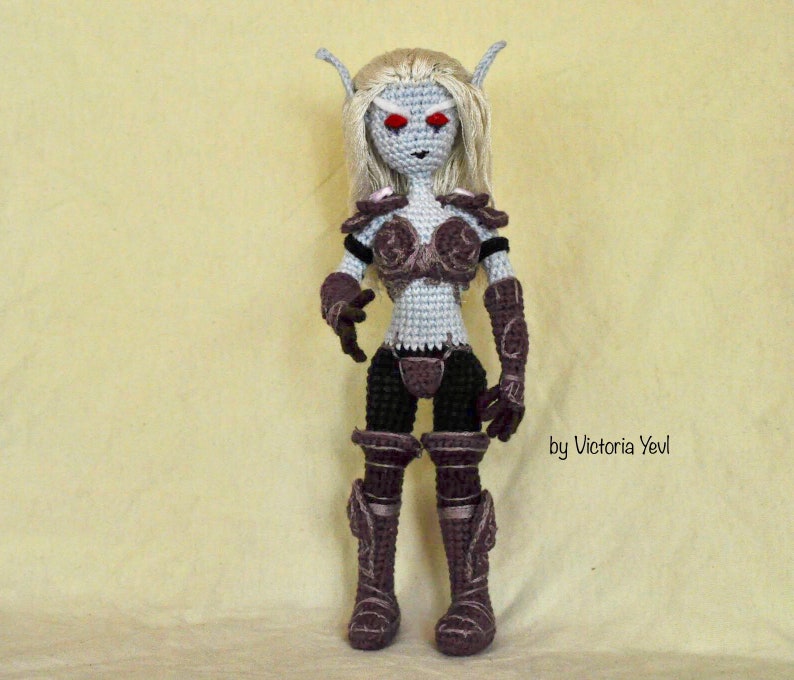 Dark Lady toy, amigurumi, Queen of the elfs, shadow lands, Lady Sylvanas action toy figure best gift ever for dad gamer friend geek image 9