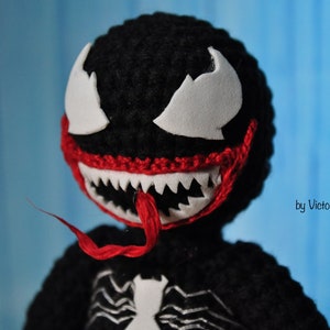 black spider monster crochet toy, fathers day, poison or amigurumi crochet toy for geek, comics hero, alien gift for boyfriend gamer