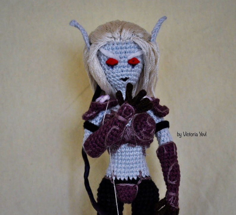 Dark Lady toy, amigurumi, Queen of the elfs, shadow lands, Lady Sylvanas action toy figure best gift ever for dad gamer friend geek image 1