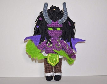 Black elf amigurumi  toy - crochet toy, gift for geek, for gamer gift for dad WOW