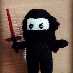 Kylo crochet amigurumi toy, dad from daughter gift, geek, room decor for fans, space warrior, may the force be with you image 4