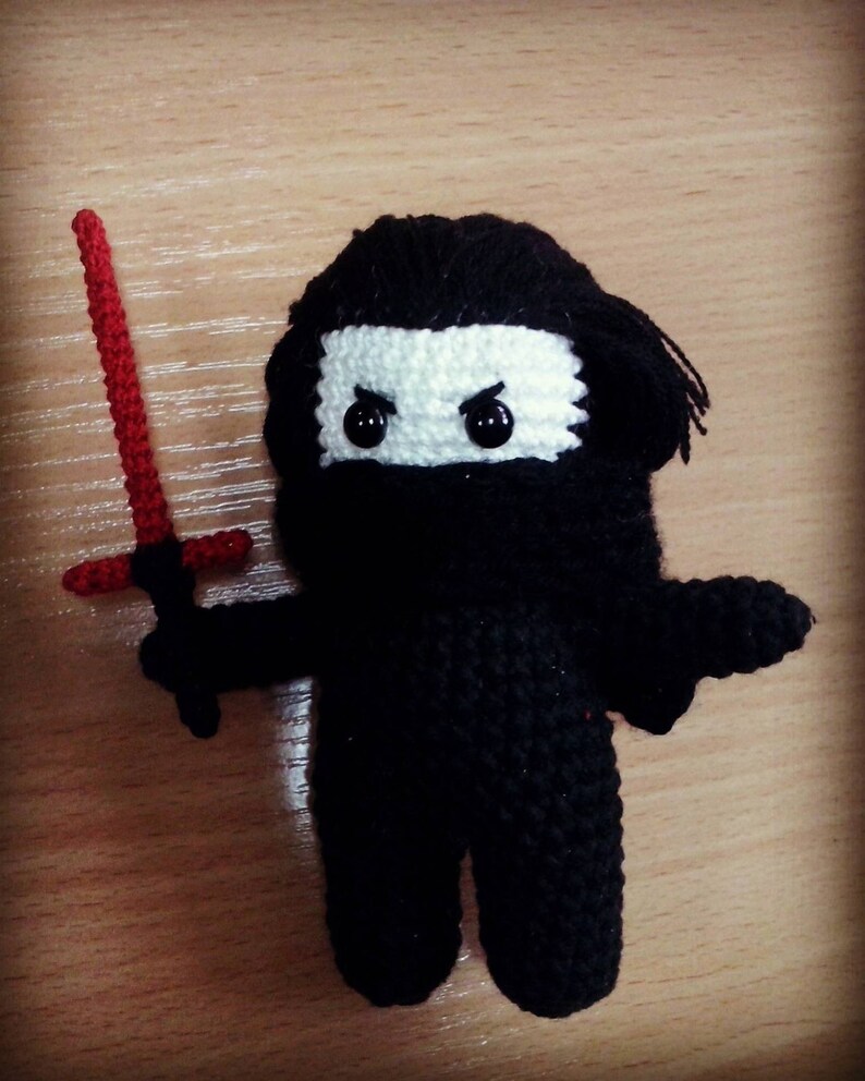 Kylo crochet amigurumi toy, dad from daughter gift, geek, room decor for fans, space warrior, may the force be with you image 4