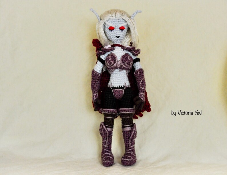 Dark Lady toy, amigurumi, Queen of the elfs, shadow lands, Lady Sylvanas action toy figure best gift ever for dad gamer friend geek image 2