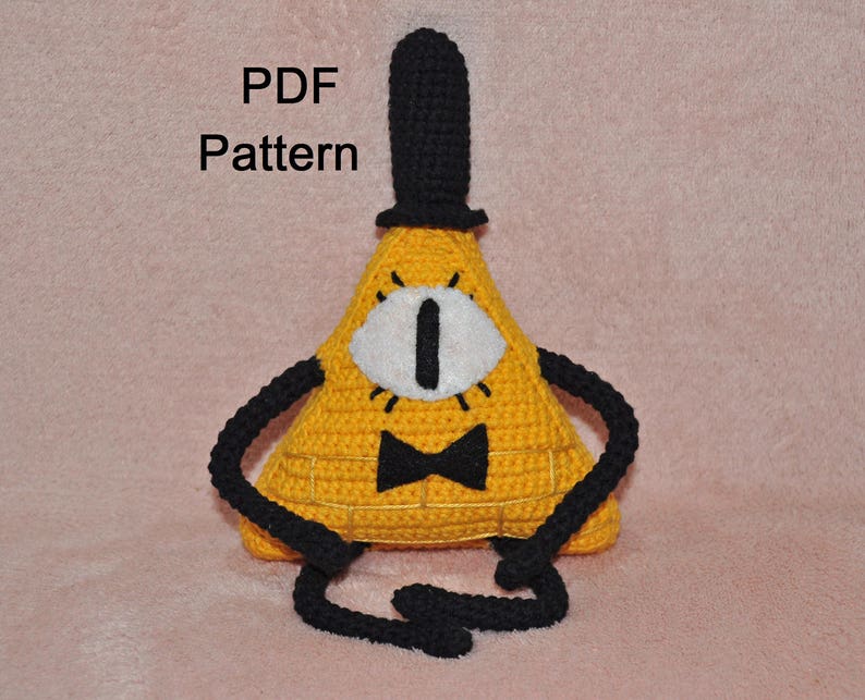 Pattern Yellow triangle, Evil triangle or just Bill, crochet PDF Pattern, Simple DIY amigurumi Cypher Pray for Ukraine digital file support image 1