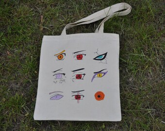 Eco bag with anime eyes tote bag gift for manga fan author acrylic painting