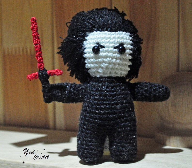 Kylo crochet amigurumi toy, dad from daughter gift, geek, room decor for fans, space warrior, may the force be with you image 1