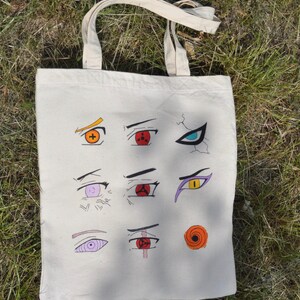 Eco bag with anime eyes tote bag gift for manga fan author acrylic painting image 2