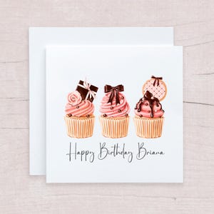 Carte de cupcake classique personnalisée pour anniversaire de tout âge, carte de gâteau parisien pour anniversaire classique, carte de thé de l'après-midi pour maman, soeur, nièce