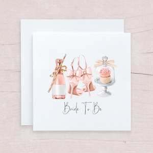 Carte de future mariée classique personnalisée pour enterrement de vie de jeune fille, carte de mariage romantique pour mariée, carte classique champagne et cupcake pour anniversaire