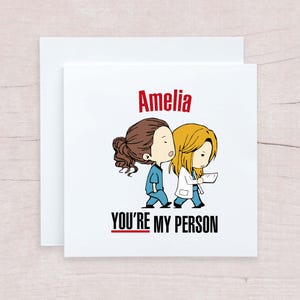 Carte personnalisée Grey's Anatomy pour tous les âges, anniversaire, carte tu es ma personne pour toutes les occasions, carte Meredith et Christina