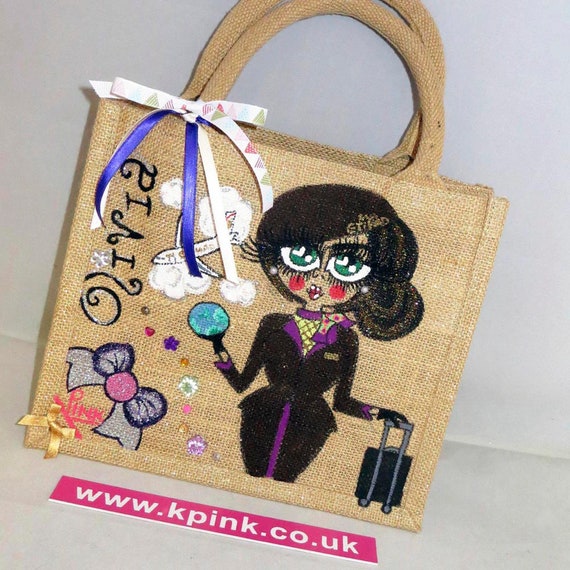 Personalised Jute Bag Character Tote Bag Lunch Bag Sized | Etsy UK