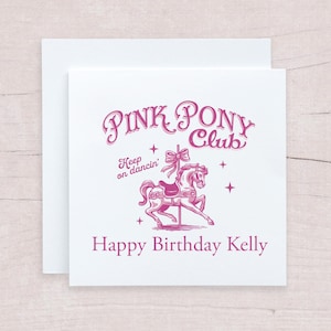 Carte d'anniversaire rose au poney club pour filles de tout âge, carte cow-boy rose pour les anniversaires, carte d'anniversaire pour femme, amie, nièce, tante