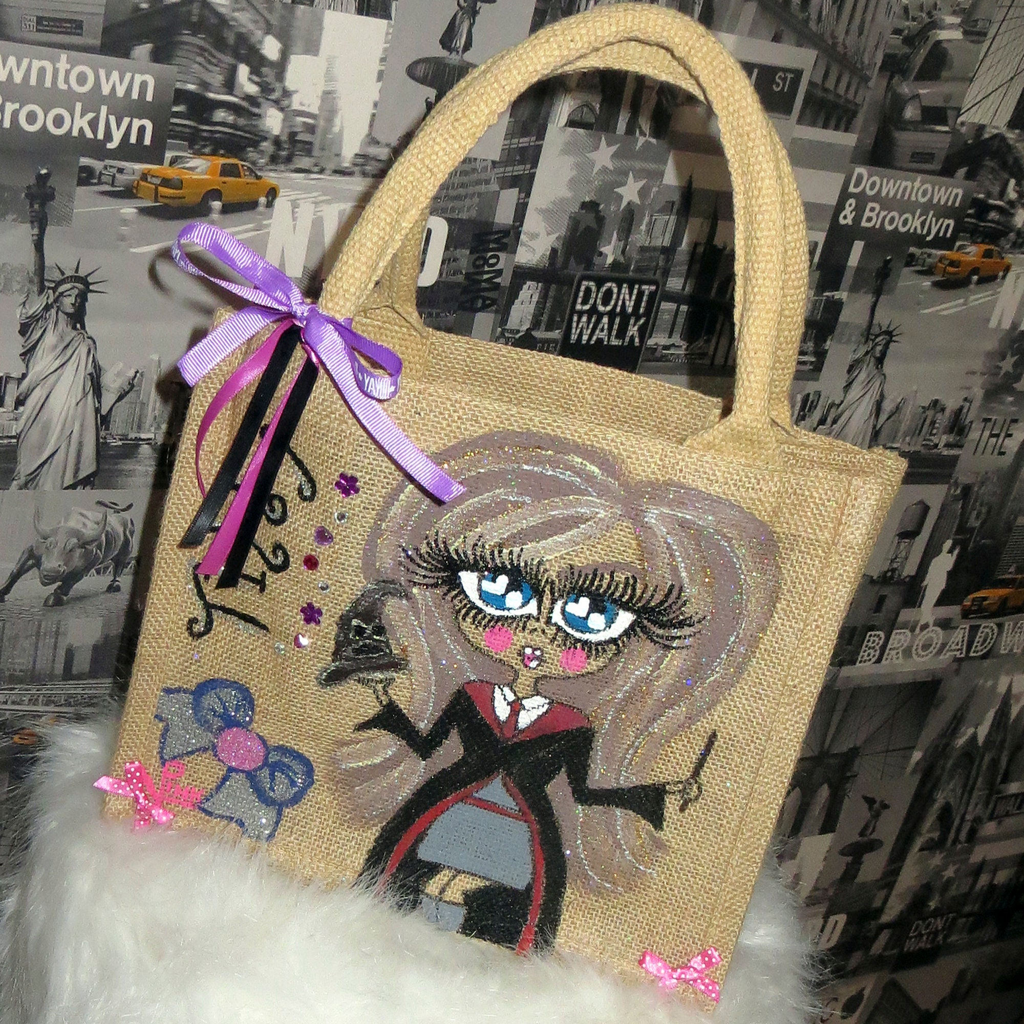 Personalised Jute Bag Character Tote Bag Lunch Bag Sized - Etsy UK
