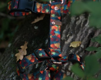 Adjustable dog harness - Autumn forest