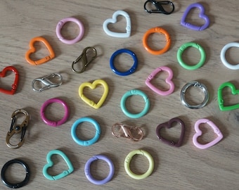 Mini carabiner for medal - S-biner and other shapes S + round + hearts / Microlock