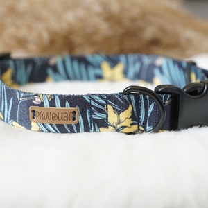 Dog collar adjustable Flowers yellow - blue