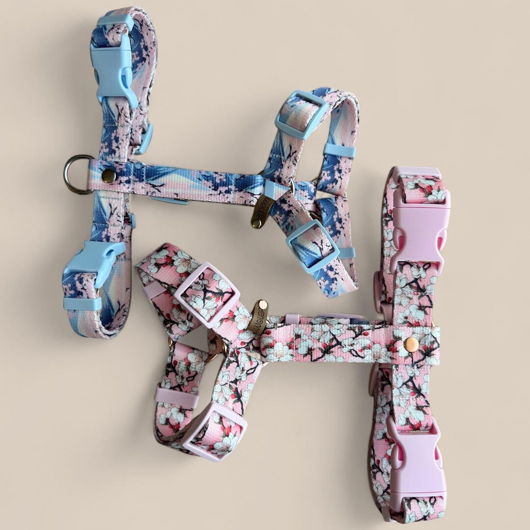 Sakura Adjustable Dog Harness Cherry Blossom Blue Mountains