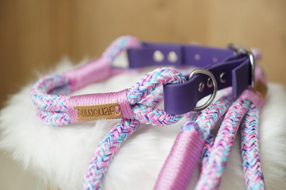 pink rope dog collar