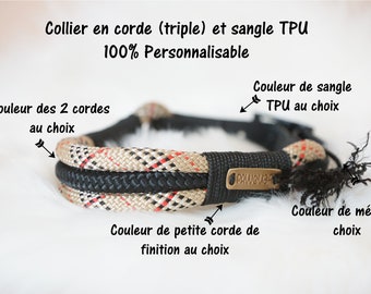 Collier pour chien 100% personnalisable - Triple Corde et sangle TPU / Biothane