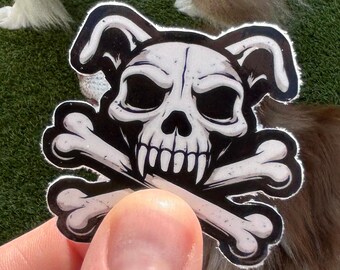 Dog Skull and Crossbones Sticker: Punk Dog Decal, Gothic Pet Lover Vinyl