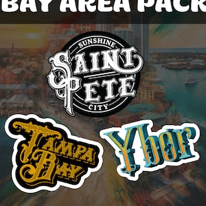 Tampa Bay Area Stickers - St. Pete, Ybor, Tampa Graphic Sticker, Vintage Ybor, Saint Petersburg, Tampa Sticker, Free Shipping!