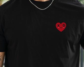 Cuore Emo Anziano in 100% cotone leggero nero: unisex dalla S alla 4XL