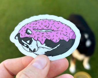 Adesivo ciambella husky: regalo per gli amanti dei cani