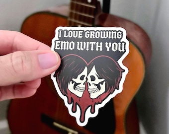 Emo Heart and Skull Sticker: I Love Growing Emo with You
