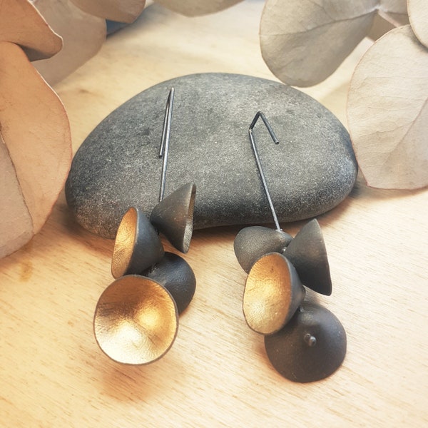 Grey and gold Drop Earrings