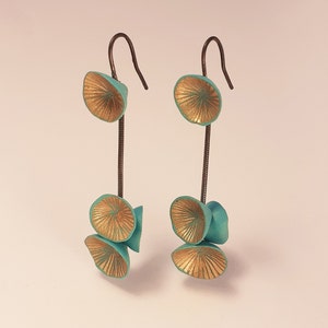 Earrings soft lilies variation of blue bleu turquoise