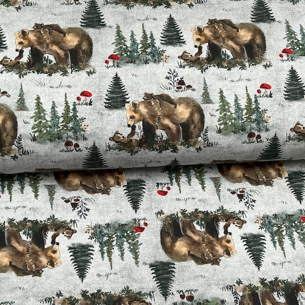 Bears - Printed jersey digital fabric knit 4 way stretch