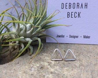 Geometric, Triangle stud earrings, sterling silver, Minimal, contemporary, simple, polished,