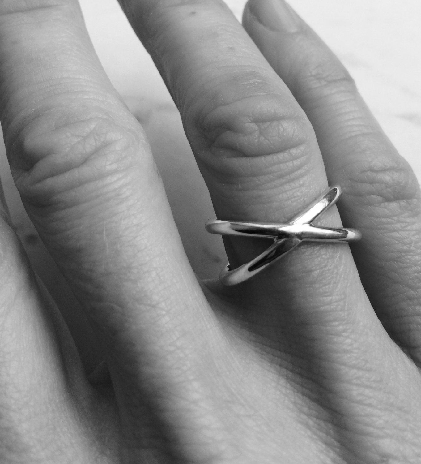 Orbit Style Crossover Ring Sterling Silver, Minimal, - Etsy