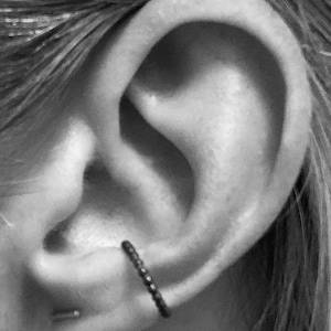 Ear Cuff for Conch, Lower Lobe, no piercing, black oxidised sterling silver, beaded ball style