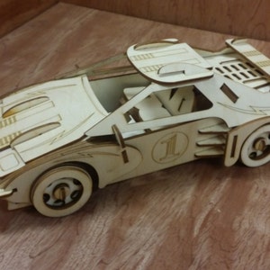 Laser Cut Wooden Model Kit Race Car Ages 8+. Customization available! FREE US SHIPPING!