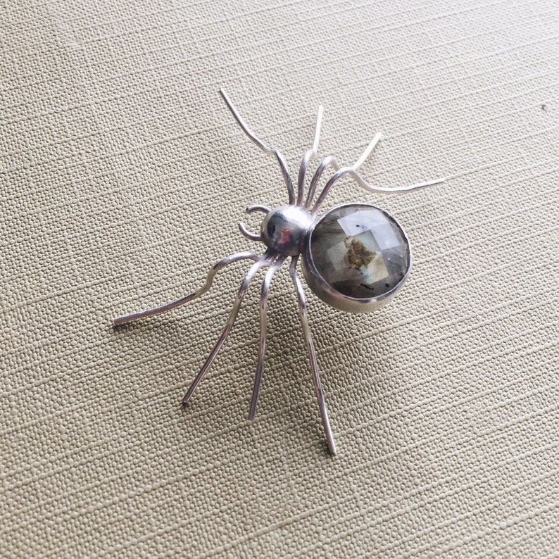 Sterling Silver Handmade Labradorite Spider Brooch Lady Hale Etsy