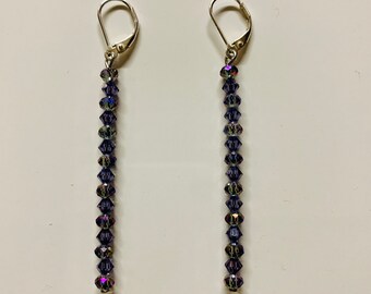 Purple Iris Crystal Earrings