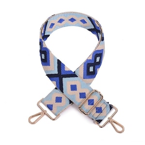 Correa de bolso Boho, Correa de guitarra, Correa de bolso, Correa de bolsa de lona, Correa de cuerpo cruzado, Correa de bolsa de hombro, Correa de bolsa tejida, Correa de bolsa azul