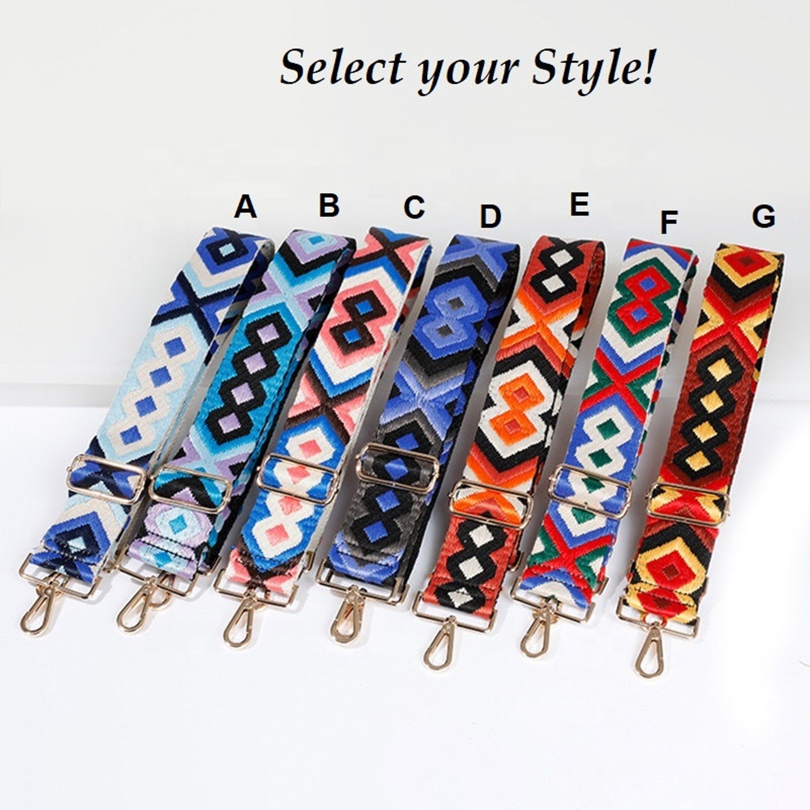 Boho Handbag Strap, Guitar Strap, Purse Strap, Canvas Bag Strap