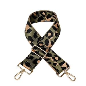 Green Leopard Handbag Strap, Guitar Strap, Purse Strap, Canvas Bag Strap, Crossbody Strap , Shoulder Bag Strap, Woven Bag Strap