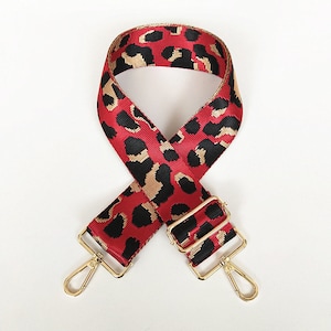 Red Leopard Handbag Strap, Guitar Strap, Purse Strap, Canvas Bag Strap, Crossbody Strap , Shoulder Bag Strap, Woven Bag Strap