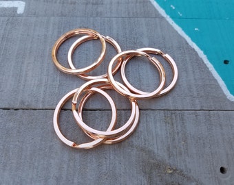 34MM Flat Key Chain Ring, Rose Gold Split Keyring for Keys or Handbag, Purse, Black-Rose Gold-Gold-Silver Connectors, Key FOB