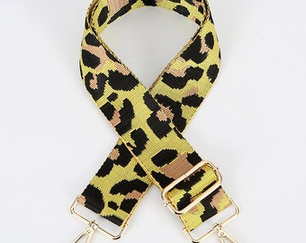 Yellow Leopard Handbag Strap, Guitar Strap, Purse Strap, Canvas Bag Strap, Crossbody Strap , Shoulder Bag Strap, Woven Bag Strap