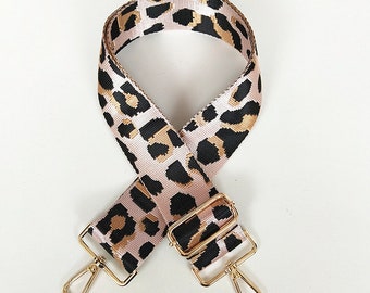 Pink Leopard Handbag Strap, Guitar Strap, Purse Strap, Canvas Bag Strap, Crossbody Strap , Shoulder Bag Strap, Woven Bag Strap