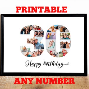 PRINTABLE Custom Birthday Gift Collage,  Photo Collage, Photo Collage, 30th Birthday Personalized, Custom Anniversary, Gift for Her Him