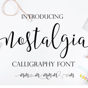 Nostalgia swirly digital font download, Procreate Swash font, Wedding font, Digital font, Calligraphy font, Script Font, Cricut tails image 1