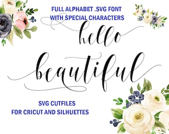 Cricut SilhouetteS Digital Full Alphabet SVG DXF EPS Font files swirly swashes Instant Download Script commercial clean cutting digital file