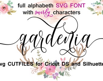 Cricut Silhouette Cameo Digital Full Alphabet SVG Font files swirly swashes Instant Download Script commercial clean cutting digital file