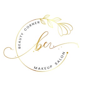 Logotipo circular prediseñado, logotipo dorado metálico, logotipo comercial, logotipo de marca, logotipo personalizado, diseño de logotipo de caligrafía, logotipo de belleza, logotipo de maquillaje